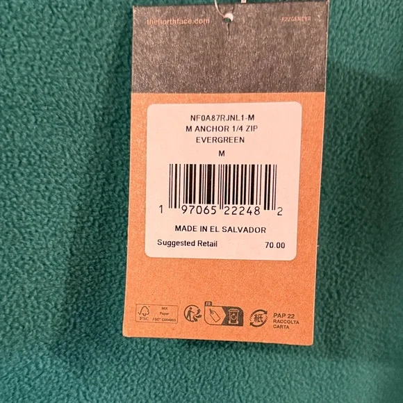 The North Face Men's Black and Green fleece Zip-Up pulll over NWT - Picture 2 of 3